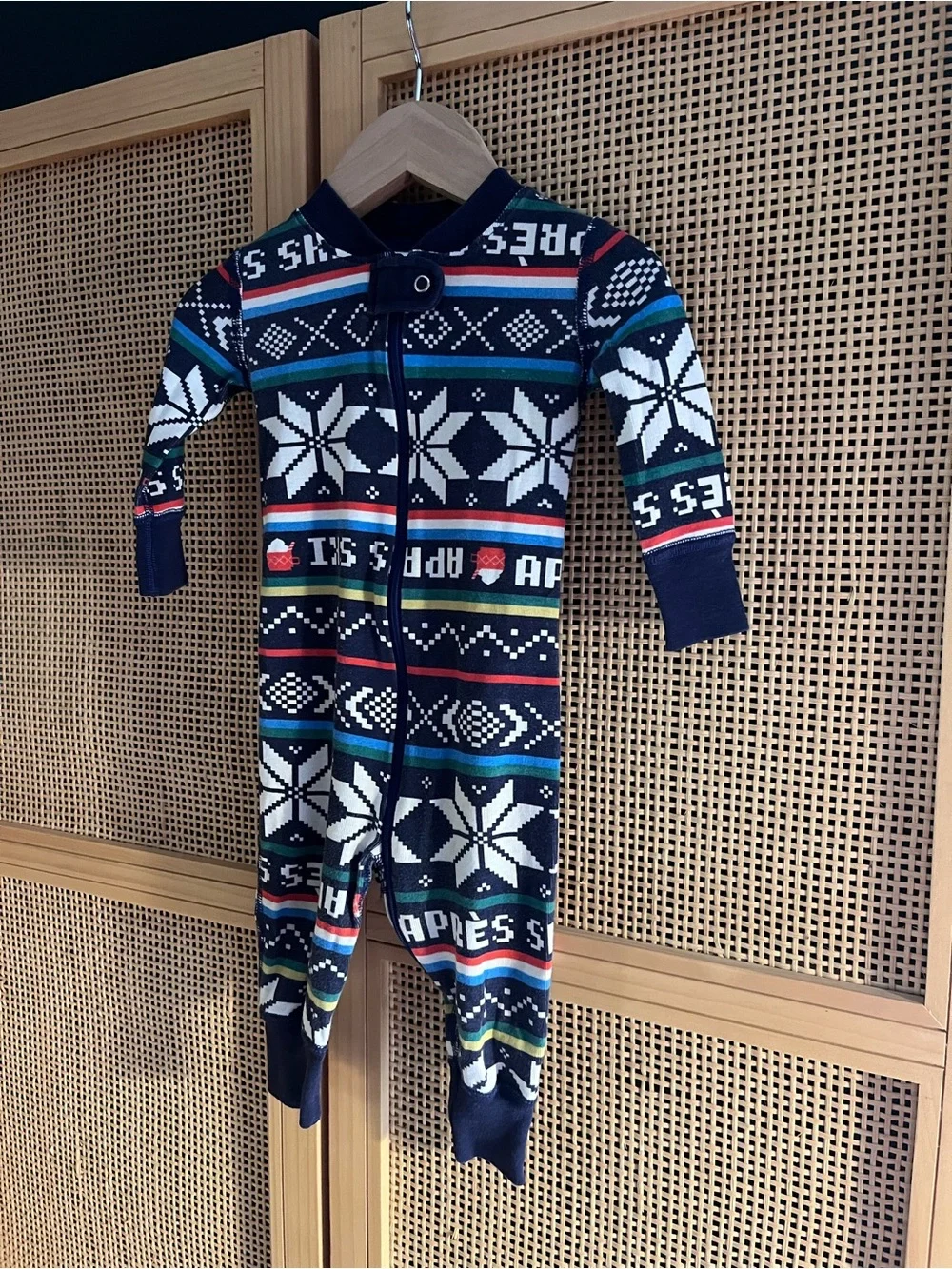 Hanna Andersson Navy Fair Isle Zip-Front 3-6M One-Piece